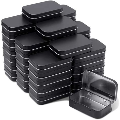 small metal box black matte|Metal Rectangular Hinged Tins .